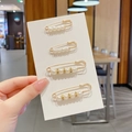 Set of four gold pearl brooches and safety pins for dress waist adjustment - Style 45 - 32nd Set 4 Pcs