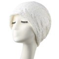 Bonnet blanc scintillant pour femme avec strass argentés pour le printemps et l'automne - Adulte / Blanc Cassé