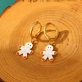 Christmas 18K gold plated stainless steel hoop earrings with cute gingerbread man charms - Gift Box (Gingerbread Man) / Gingerbread Man