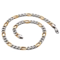 Classic two-tone stainless steel NK curb chain necklace in silver and gold finish - Two-tone Gold (9mm/56cm)