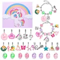 Kit de bracelet de perles DIY pour enfants avec breloques licorne et perles en verre - M-29 (Licorne Set)