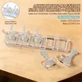 Clear acrylic nail display stand with measurements of base and square nail holders - 5-Slot Non-Magnetic Base 04 - Aurora Green
