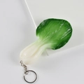 Llavero realista de hoja de col china de PVC con degradado verde y aro metálico - Estilo llavero