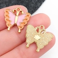Schmetterling-Anhänger in Rosa und Orange aus Goldlegierung für DIY-Schmuck - Orange-Rosa Zweifarbiger Schmetterling (17x18 mm)
