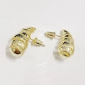 Golden titanium steel spiral earrings with polished finish and push-back closures - Small Spiral Shape / 14K Gold
