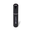 Portable 5ml bottom-fill perfume atomizer in glossy black finish with clear window - Black
