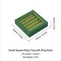 Green velvet ring display tray with 4 slots and PU leather finish for jewelry storage - Square Bar Slot Tray