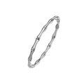 Detailed view of silver stainless steel bamboo style bangle with polished finish - Silver