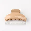 Glossy pale pink medium hair claw clip in resin for minimalist hairstyle styling - Light Coffee