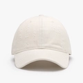 Off-white washed cotton baseball cap with vintage distressed ripped details in retro style - White
