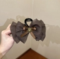 Brown mesh cloud bow hair claw clip with golden glitter bead accent for women - Coffee Bubble-Claw Clip 8CM