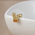 Macro shot of 18K gold plated juice cup stud earrings with orange and yellow cubic zirconia - 60065-3 Gold - Juice Cup