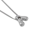 Polished silver bubble letter A pendant necklace with glossy finish on fine chain - Steel Letter A