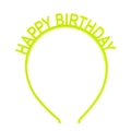 Vibrant yellow-green plastic Happy Birthday headband in shiny electroplated finish - Yellow Noctilucent Transparent