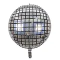 Silver 4D disco ball foil balloon with laser grid pattern and sparkles for party decor - 22 Inch / Laser Holographic
