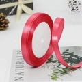 1cm wide deep red satin ribbon roll with glossy finish for gift wrapping and DIY crafts - 65# Watermelon Red