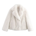 Vista dettagliata della morbida pelliccia sintetica e del colletto di questo cappotto bianco - XS / Bianco