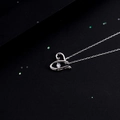 925 silver necklace with heart pendant and sparkling round zircon on black background - Style V Alphabet (NS869)