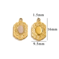 18k gold plated stainless steel oval pendant with white gemstone, size 16x9.5mm - Rose Quartz