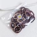 Children spiral elastic hair ties set in mixed brown tones within a fashion jewelry bag - 3cm Ribbed Milk Coffee Colors