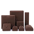Dark brown velvet jewelry gift boxes for necklaces and rings in various sizes - Single Ring Box 6.5*7*6cm / Brown