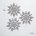 Set di 3 fiocchi di neve argentati glitterati da 12 cm per decorazione albero di Natale - 12CM 3 Pezzi / Argento
