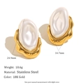 Elegant 18K gold plated stainless steel baroque pearl earrings with dimensions and weight - Baroque Imitation Pearl Stud Earrings / Gold