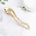 Elegant gold streamlined metal shark hair claw clip with a glossy finish for women - Wave Shape Gold B3233