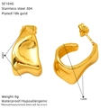 Spécifications détaillées des boucles d'oreilles irrégulières en C plaquées or 18k - Style Clou en Métal Liquide Irrégulier (SE104G)