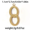 18K gold-plated stainless steel double-ring pendant with textured dotted finish - Double Ring Figure 8 / Gold