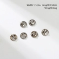 Silver butterfly clutch pin back fasteners showing 11mm width and 5.5mm height dimensions - Metal Butterfly Clutch / Silver White Butterfly Clutch