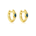 S925 silver hoop earrings in gold finish with blue marquise-shaped gemstones - 18K Gold Blue Zirconia
