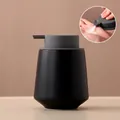 Nordic black matte ceramic soap dispenser bottle with speckled texture and grey pump head - Straight / Speckled Black with Grey Pump