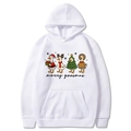 Felpa bianca con cappuccio a tema natalizio e stampa merry goosmas per uomo e donna - S / Bianco