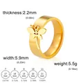 Stainless steel ring with gold dragonfly charm and sizing chart dimensions - US 8 / Gold