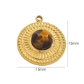 Detailed macro of a 15mm round gold plated tiger eye stone pendant accessory - Tiger Eye