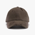 Distressed dark brown baseball cap with vintage washed texture and rip details - Dark Coffee