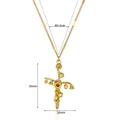 Gold lily of the valley cross pendant necklace with 40+5cm chain for mother's day - Lily of the Valley Vine Style