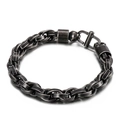 Men's vintage style twisted link chain bracelet in antique silver stainless steel - 9mm (KB138815-KFC)