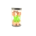 Peach double-ended sponge eyeshadow brushes in a clear storage jar with green handles - 6.5cm Green Handle Skin White Sponge - 25 Pcs Tube