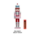 38cm Macaron nutcracker wooden decor in pink and blue finish with matching gift box - Bell Style (Z3851)