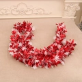 180cm red Christmas tinsel garland featuring white snowflake sequins for tree decoration - Snowflake Style / Red
