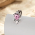 Pendiente de tuerca con circón de corazón rosa, cristal de gota blanco y cierre de rosca - Circonita Rosa - Pieza Individual (A1101-2)