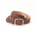 Brown suede leather belt with golden metal pin buckle for casual everyday styling - Coffee