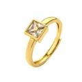 Elegante anello placcato in oro con zircone a taglio quadrato in design regolabile - Zirconia Quadrata (CR0409cx) / Oro
