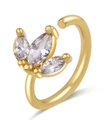 Gold plated nose ring with three marquise-cut clear zircons on a white background - Style 1