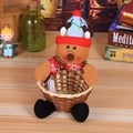 Christmas reindeer candy basket with blue hat and striped scarf on wooden table - Small Reindeer