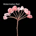 Watermelon red crystal chips handcrafted on rose gold wire decorative tree branch - 15CM / Watermelon Quartz