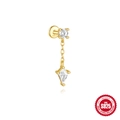 Gold S925 sterling silver chain stud earring with round and kite-cut crystals - Gold #8