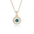 Collar de oro rosa con colgante de margarita, piedra central azul y pequeños diamantes - Plata 925 / Moissanita Verde Color Oro Rosa (FDTD-020)